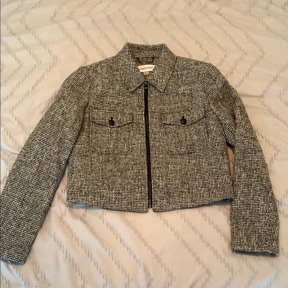 Calvin Klein Women's Black/White/Tan Tweed Jacket